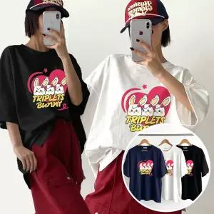 트리플래빗 BOX 여성 오버핏 반팔 티셔츠 (6컬러) 박스티 빅사이즈