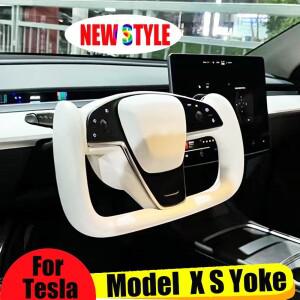 탄소 모델 X 요크 스티어링 휠 자동차 레이싱, 테슬라 S 2014-2020 나파 가죽 핸들