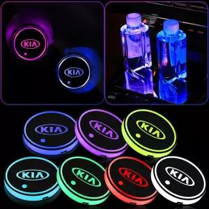 자동차휠캡 기아 리오 씨드 스포티지 쏘울 쏘렌토 모닝 옵티마용 차량용 야광 물컵 컵받침 USB 무드등 논슬