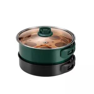 여행용 전기포트 겸용 플러그 멀티쿠커 빈티지그린 분리형 냄비 라면 0V