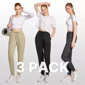 테슬라 여성 경량 캐주얼 라운지웨어 조거팬츠 3팩