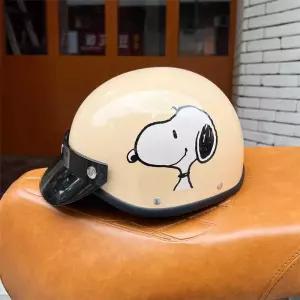 빈티지 바이크 고글 헬멧 스누피 여성용 레트로 스타일 오픈페이스 스쿠터 패션 오토바이
