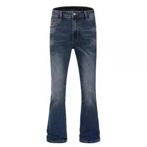 MZNBURAM 남성용 스트레치 레귤러 핏 부츠컷 플레어 진 면 패션 컴포트 플렉스 웨이스트 데님 팬츠, A#다크