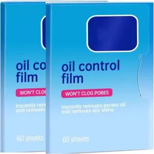얼굴용 오일 블로팅 페이퍼 2팩 120매 - 지성 피부용 흡수 시트 메이크업 친화적이며 휴대용 물티슈