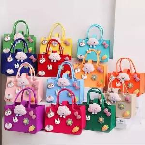 컬러 펠트 토트백 사각 가방 (10색 택1) (10개 묶음) 펠트토트백