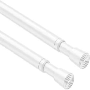 EXAU 2PCS 소형 텐션 커튼봉 27~46인치 흰색 쇼트 드릴링 없음 윈도우 주방용 확장형 스프링 옷장 찬장 문