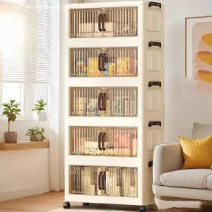 대형 이동식 5단 폴딩박스 접이식 옷정리함 수납선반장 다용도실장 2단장 수납장 플라스틱함 수납함 조립식