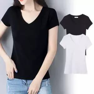 [셀러에이드]여자 무지 브이넥 V넥 반팔 티셔츠 흰티 기본 슬림핏 이너티 여자