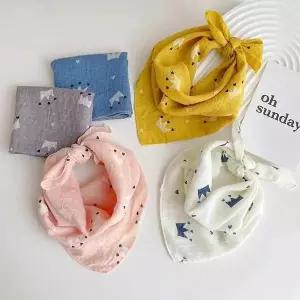 왕관 사각 쁘띠 스카프 면 캐주얼 코튼 키즈 어린이 머플러 손수건