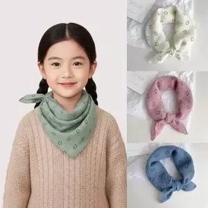 스마일 사각 쁘띠 스카프 면 캐주얼 코튼 키즈 어린이 머플러