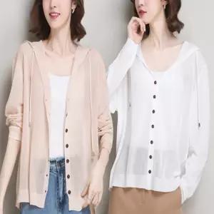 여성 가디건 얇은 후드 니트 가디건 데일리룩 여름 긴