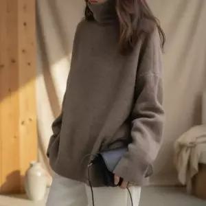[옷자락]여성 루즈핏 오버사이즈 터틀넥 데일리 니트 스웨터