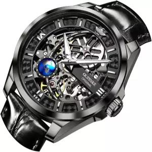 오핀케 골드 남성 자동 기계식 손목시계 럭셔리 드레스 텅스텐 스틸 야광 방수 사파이어 다이아몬드 캘린더