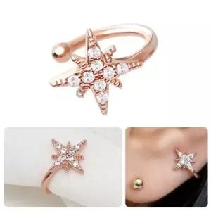 이어커브 큐빅 별 로즈골드 링 귀찌 이어커프 14KGP