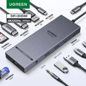 USB랜포트 UGREEN USB 허브 4K120Hz DP -C 4K60Hz 2xHDMI SDTF RJ45 35mm USB32 Gen2 10Gbps 데이터 전송용