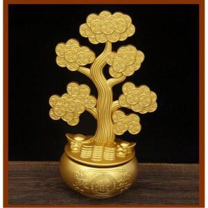 금전수 풍수지리 개업 선물 공예품 운수대통 돈나무 집들이 인테리어 회전식 소품 돈 금속