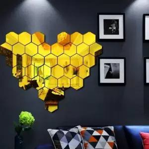 골드 거울 12P 아크릴 육각 거울 엔틱거울 인테리어거울