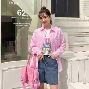 [핑크시슬리] 캔디체크 시어서커 박스 셔츠