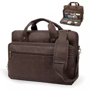 남성용 서류 가방 빈티지 가죽 노트북 40.6cm(16인치) 메신저 백 크로스바디 컴퓨터 비즈니스, 직장, 여행