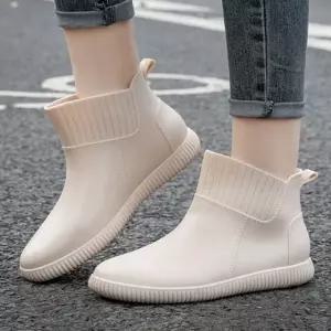 여성용 심플 숏 레인부츠 장화 미끄럼방지 장마 신발