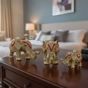 [에이치플러스몰]데일리데코 칠보 다복 코끼리가족 장식소품 보석함