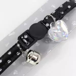 [반려] 도트 고양이 블랙 하트 1P 네임택 길이조절 목걸이