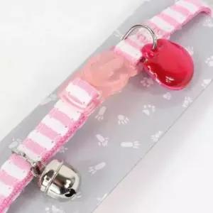 [반려] 길이 스트라이프 하트 목걸이 1P 고양이 핑크 네임택