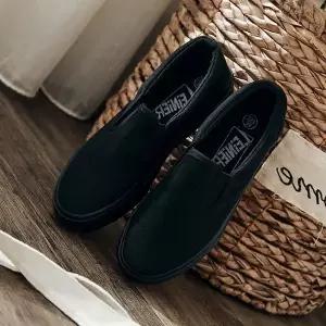 남녀공용 무지 슬립온 캔버스화 블랙 심플 로퍼 편안한 착용감 일상 외출 신발