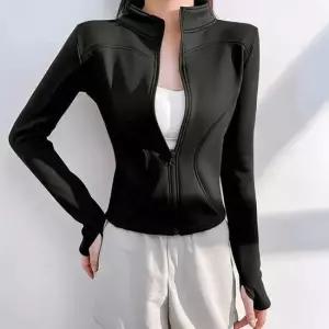 여성 하이넥 신축성 트레이닝 부드러운 기모 겨울 자켓 슬림핏 운동 헬스 집업