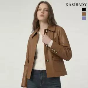 카시바디 프리미엄 양가죽 클래식 카라 세미크롭 자켓 706308