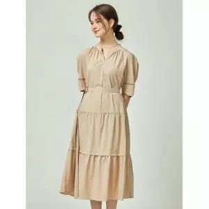 이앤씨 베이지 시어서커 벨트 원피스 ENOW32511A 688030