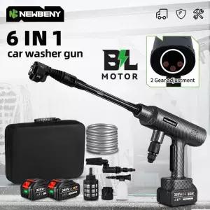 고압세척기 세차기 분사기 NEWBENY 6 IN 1 200Bar 브러시리스 전기 세탁기 Makita 18-21V 배터리 핀 무선