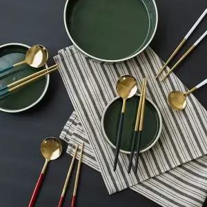 A3OEM 컬러풀 실버 골드 수저세트