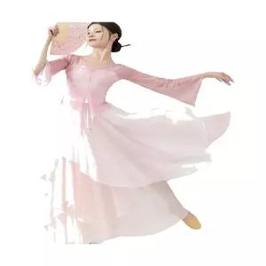 한국 공연 연습복 워십복 투톤 의상 무용복 치마 쉬폰