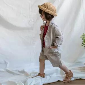 맘스메이드 예루예나아동 정장세트 린넨 자켓 크롭반바지 세트