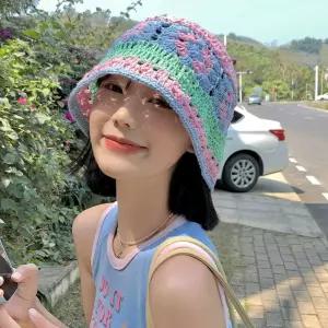 여성 봄 여름 니트 모자 벙거지 여행 휴가지 비치 버킷햇 