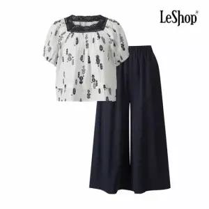 [르샵] 펀칭 스퀘어넥 패턴 블라우스 셋업 (BQ4ST001A)