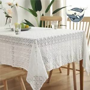 고급스러운 화이트 레이스 식탁보 아름다운 4인용레이스테이블보