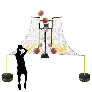 네트, 조절 가능한 서포트 바가 있는 헤비 듀티 볼 샷 트레이너, 농구 포수 트레이너 자동 가드를 갖춘 KJLYLPP 대형 리바운더 복귀