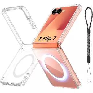갤럭시 공기계 Z 플립 7 케이스 투명 마그세이프 호환 스크린 보호필름 황변 군용 등급 보호 슬림 충격 방