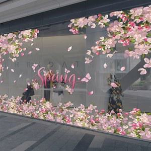 벚꽃 창문스티커 시트지 핑크 플라워 투명 정전기 웨딩드레스 하트 스티커 인테리어