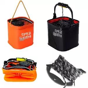 낚시 접이식 두레박 20형 휴대용 물통 끈 포함 간편 보관 야외 낚시터 물 담기