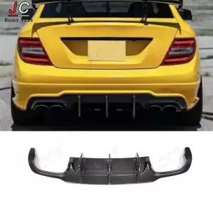 벤츠 W204 C63 AMG C300 12-14 카본 파이버 리어 범퍼 디퓨저 립 호환