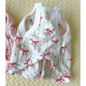 [반려] 나시티 가디건 똑딱이 1P 강아지 아이보리 리본 3XL