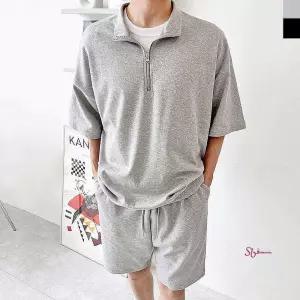 남자 반팔 맨투맨 반집업 빅사이즈ijk881