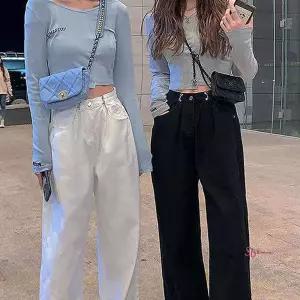 여자 룩 팬츠 진 주말 코디 모임 블랙 나들이 화이트 진화이트 룩나들이ssu572