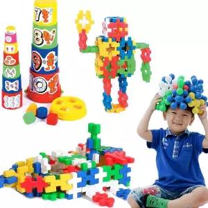 [한립토이즈]눈송이블럭 미니사각 십자블럭 아이큐블럭 컵쌓기블록