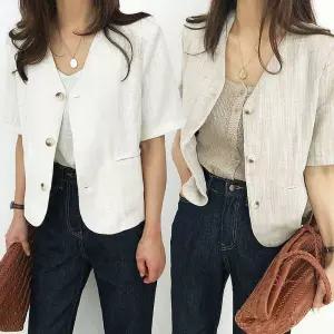 여성 린넨 브이넥 여자 데일리 봄/여름 자켓mno201