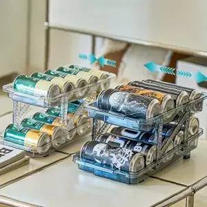 조절식 음료 보관 정리 트레이 캔수납 음료수 보관대 주방 냉장고 수납 정리용품