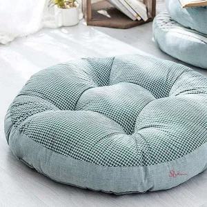 대형방석 좌식 체크 원형방석 60cm 두꺼운 키높이 등받이yza052